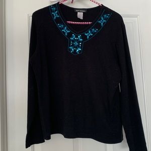 Soft works long sleeved tee with turquoise stitching and sequins